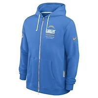 Sweat à capuche zippé Nike bleu poudre Los Angeles Chargers Sideline Standard Issue Dri-FIT pour homme