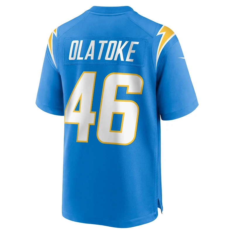 Maillot de match l'équipe des Chargers Los Angeles Nike bleu poudré pour homme