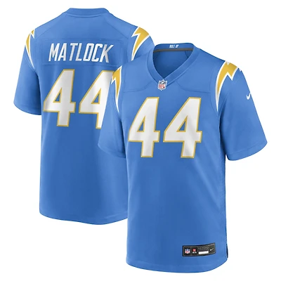 Maillot de jeu d'équipe Nike Scott Matlock bleu poudre pour homme des Los Angeles Chargers