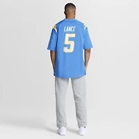Maillot Nike Trey Lance bleu poudre pour homme des Los Angeles Chargers