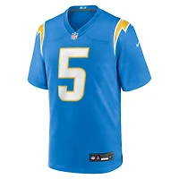 Maillot Nike Trey Lance bleu poudre pour homme des Los Angeles Chargers