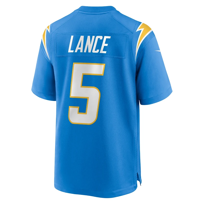 Maillot Nike Trey Lance bleu poudre pour homme des Los Angeles Chargers