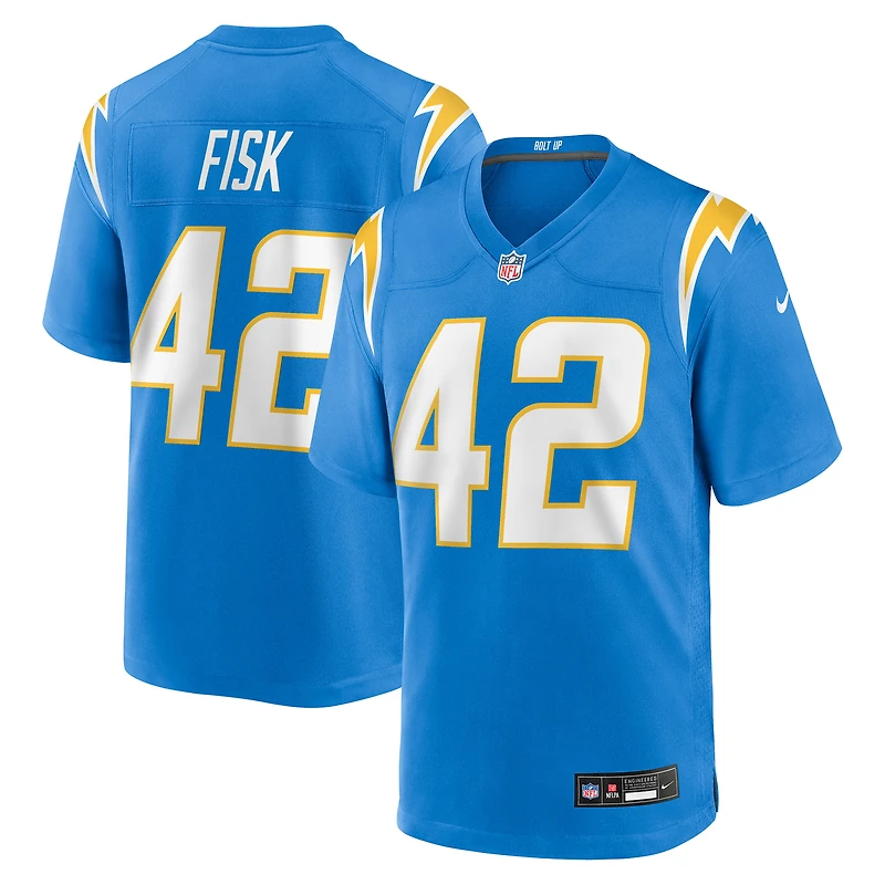 Maillot Nike Tucker Fisk bleu poudre pour homme des Los Angeles Chargers