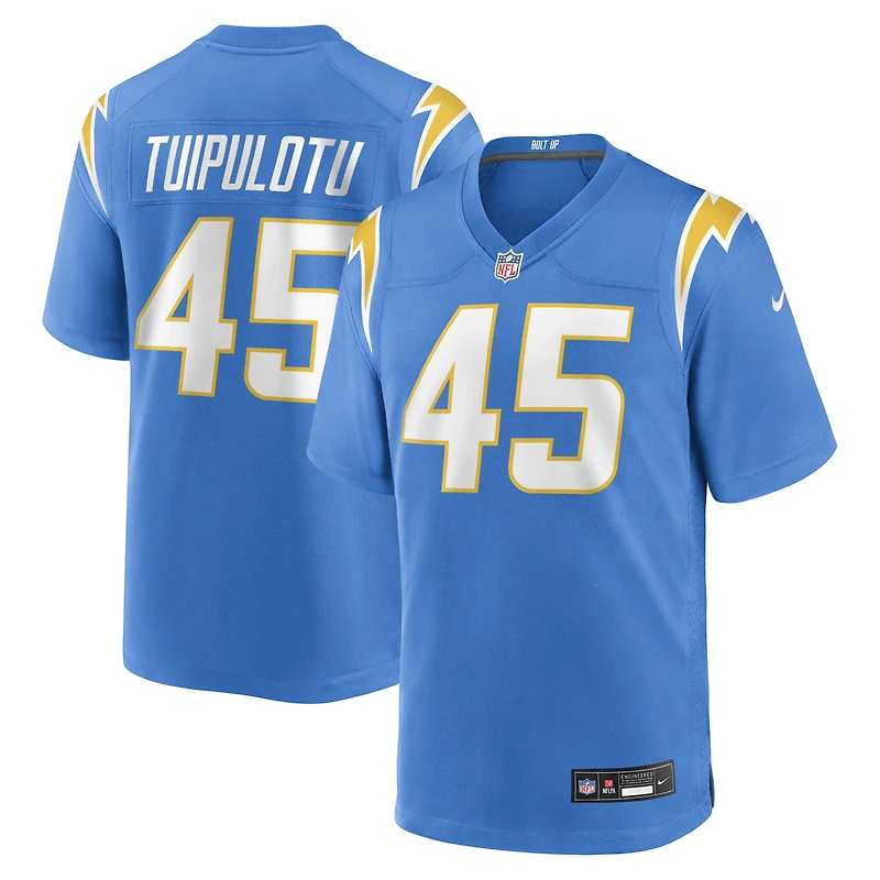 Men's Nike Tuli Tuipulotu Powder Blue Los Angeles Chargers Team Game Jersey