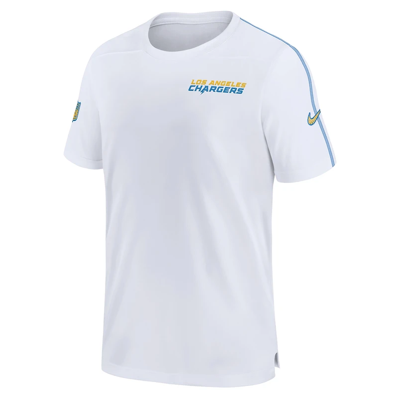 T-shirt Nike blanc Los Angeles Chargers 2024 Sideline Coach UV Performance pour homme