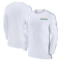 T-shirt à manches longues Nike Los Angeles Chargers Sideline Coach UV Performance pour homme, blanc