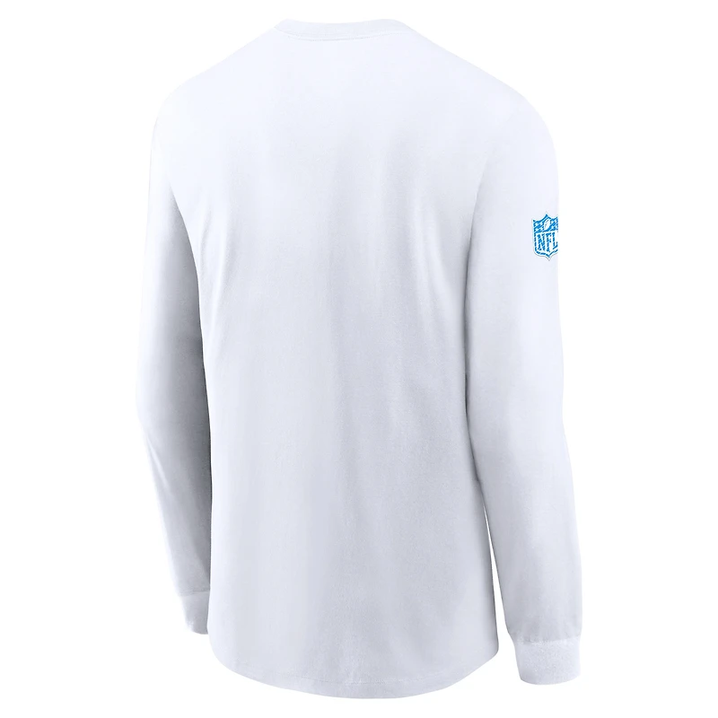 T-shirt Nike blanc à manches longues Los Angeles Chargers Sideline Dri-FIT pour homme