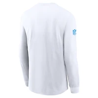 T-shirt Nike blanc à manches longues Los Angeles Chargers Sideline Dri-FIT pour homme