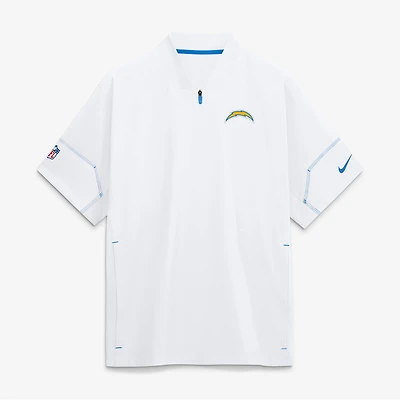 Men's Nike White Los Angeles Chargers Sideline Short Sleeve Quarter-Zip Coaches Jacket