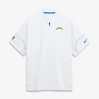 Men's Nike White Los Angeles Chargers Sideline Short Sleeve Quarter-Zip Coaches Jacket