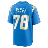 Maillot de match joueur des Chargers Los Angeles Nike Zack Bailey pour homme, bleu poudre