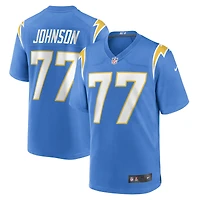 Maillot de match joueur des Chargers Los Angeles Nike Zion Johnson pour homme, bleu poudre