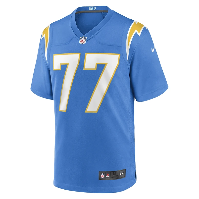 Maillot de match joueur des Chargers Los Angeles Nike Zion Johnson pour homme, bleu poudre