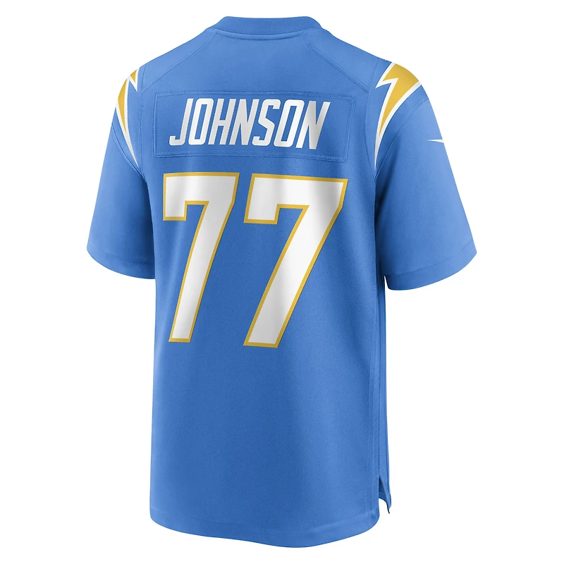 Maillot de match joueur des Chargers Los Angeles Nike Zion Johnson pour homme, bleu poudre