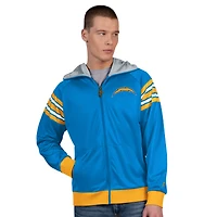 Veste de survêtement à capuche zippée Pro Player bleu poudre/blanc pour homme des Los Angeles Chargers