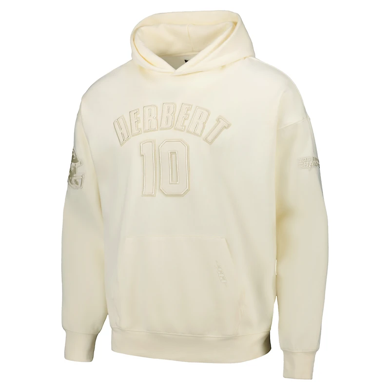 Men's Pro Standard Justin Herbert Cream Los Angeles Chargers Player Name & Number Pullover Hoodie