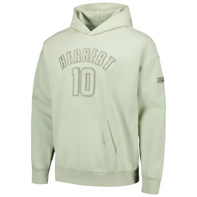 Sweat à capuche Pro Standard pour hommes Justin Herbert vert clair Los Angeles Chargers Nom et numéro du joueur