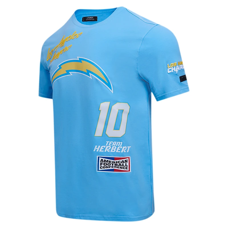 Men's Pro Standard Justin Herbert Powder Blue Los Angeles Chargers Fast Lane Name & Number Player T-Shirt