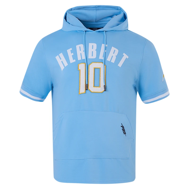 T-shirt à capuche Pro Standard Justin Herbert pour hommes, bleu poudre, nom et numéro du joueur des Chargers de Los Angeles