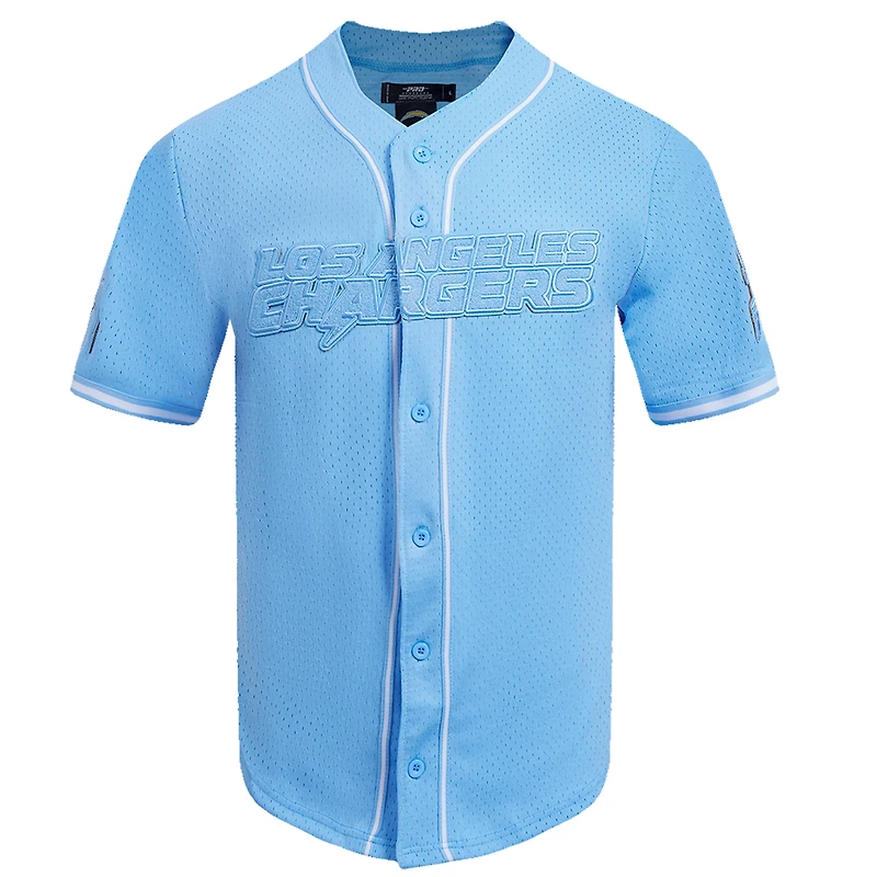 Chemise boutonnée en maille triple ton sur Pro Standard pour hommes, bleu poudre, Los Angeles Chargers