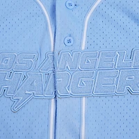 Chemise boutonnée en maille triple ton sur Pro Standard pour hommes, bleu poudre, Los Angeles Chargers