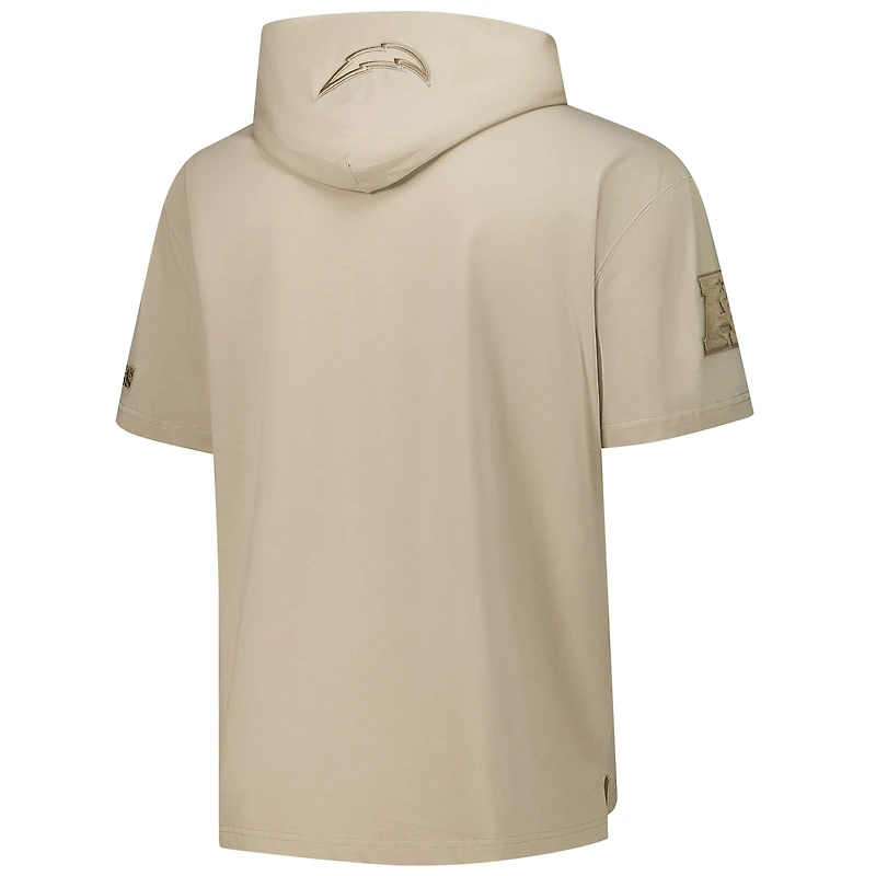 Men's Pro Standard Tan Los Angeles Chargers Neutrals Capsule Short Sleeve Pullover Hoodie