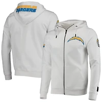 Sweat à capuche entièrement zippé Los Angeles Chargers 4-Hit Pro Standard pour homme, blanc
