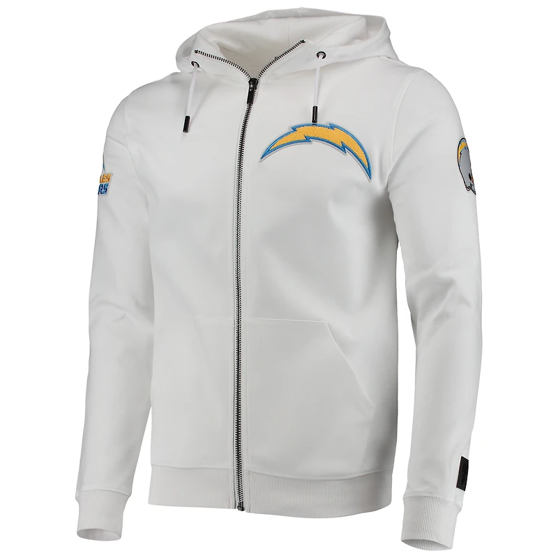 Sweat à capuche entièrement zippé Los Angeles Chargers 4-Hit Pro Standard pour homme, blanc