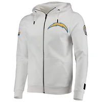 Sweat à capuche entièrement zippé Los Angeles Chargers 4-Hit Pro Standard pour homme, blanc