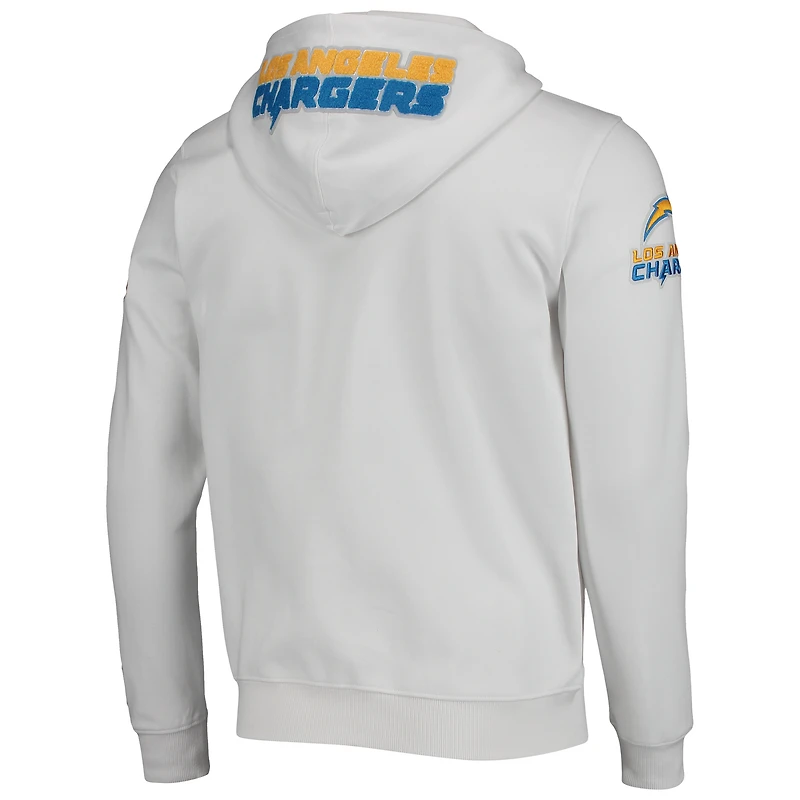 Sweat à capuche entièrement zippé Los Angeles Chargers 4-Hit Pro Standard pour homme, blanc