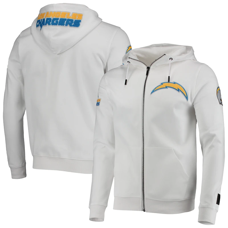 Sweat à capuche entièrement zippé Los Angeles Chargers 4-Hit Pro Standard pour homme, blanc