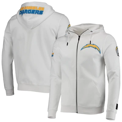 Sweat à capuche entièrement zippé Los Angeles Chargers 4-Hit Pro Standard pour homme, blanc