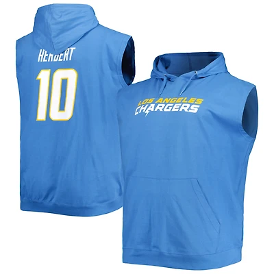 Profil Homme Justin Herbert Powder Blue Los Angeles Chargers Big & Tall Muscle Pullover Hoodie