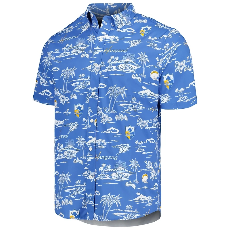 Men's Reyn Spooner Powder Blue Los Angeles Chargers Throwback Kekai Print Button-Up Shirt