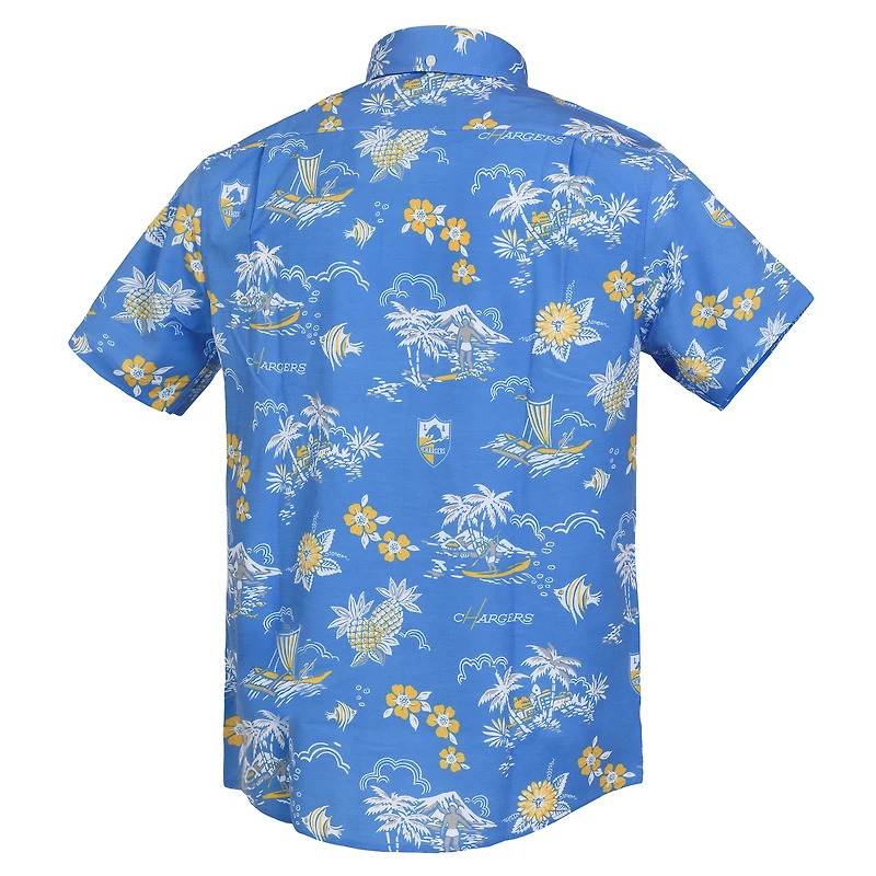 Chemise boutonnée rétro Kekai Performance bleu poudre Reyn Spooner pour homme des Los Angeles Chargers