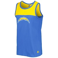 Débardeur tendance Starter Powder Blue/Gold Los Angeles Chargers Logo Touchdown pour homme