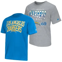 Men's Starter  Powder Blue/Gray Los Angeles Chargers Two-Pack Logo T-Shirt Set