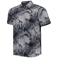 Men's Tommy Bahama Black Los Angeles Chargers Big & Tall Coast Luminescent Fronds Camp IslandZone Button-Up Shirt