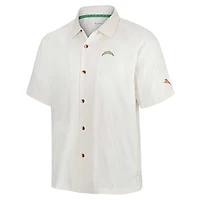 Men's Tommy Bahama White Los Angeles Chargers Coconut Matchup Camp Button-Up Shirt