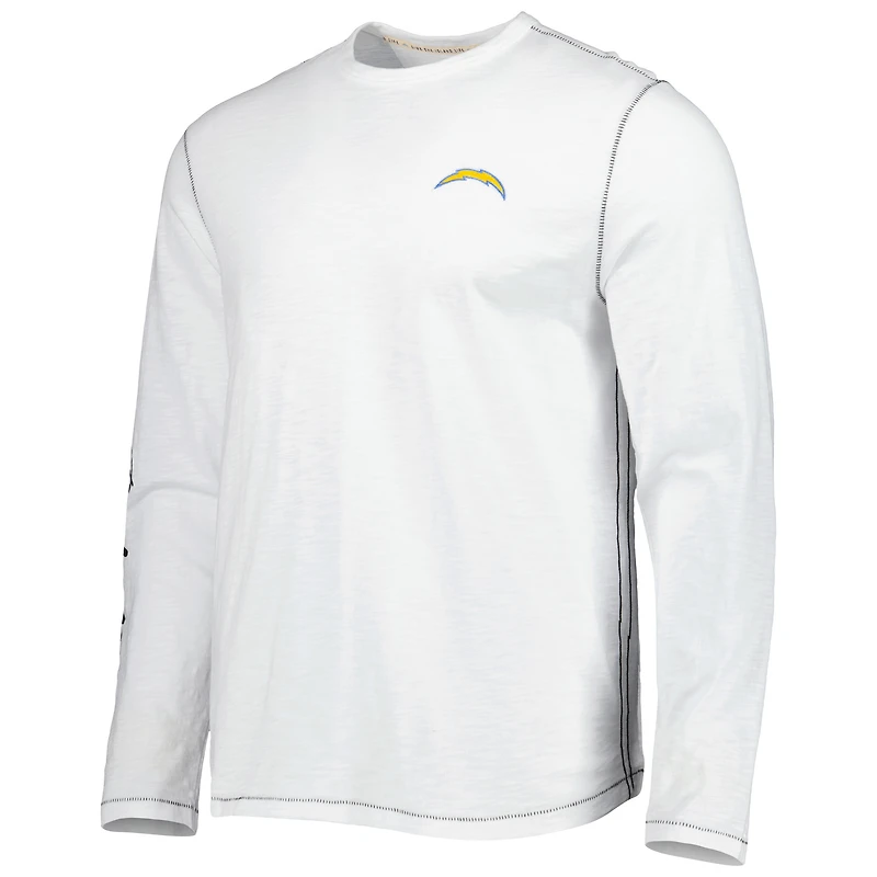 Men's Tommy Bahama White Los Angeles Chargers Laces Out Billboard Long Sleeve T-Shirt
