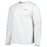 Men's Tommy Bahama White Los Angeles Chargers Laces Out Billboard Long Sleeve T-Shirt