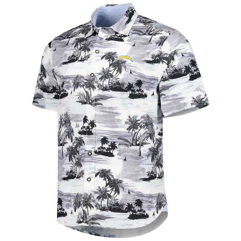 Chemise boutonnée Tommy Bahama Los Angeles Chargers Sport Tropical Horizons pour homme, blanche
