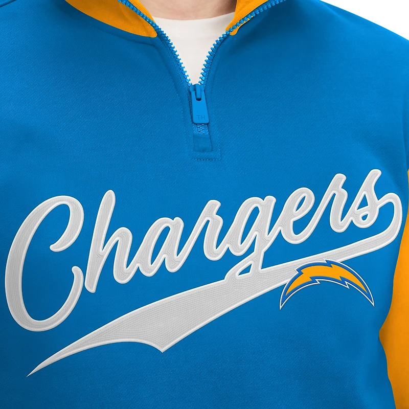 Sweat Tommy Hilfiger pour homme bleu poudré/doré Los Angeles Chargers Aiden Quarter-Zip