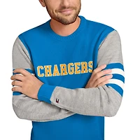Men's Tommy Hilfiger Powder Blue/Heather Gray Los Angeles Chargers Acrylic Crewneck Pullover Sweater