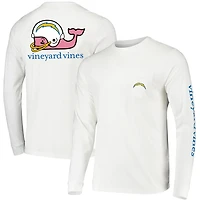 Men's Vineyard Vines White Los Angeles Chargers Whale Helmet Team Long Sleeve T-Shirt