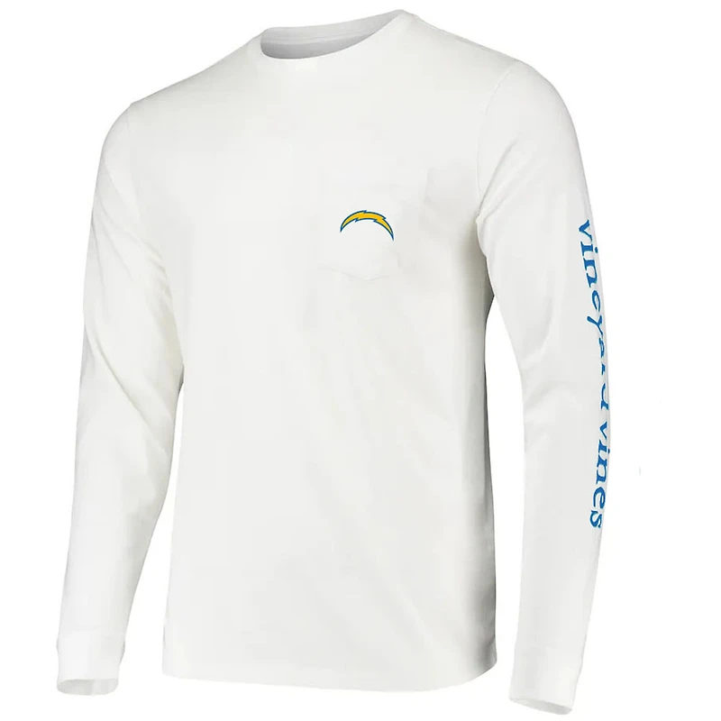 Men's Vineyard Vines White Los Angeles Chargers Whale Helmet Team Long Sleeve T-Shirt