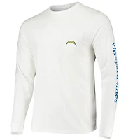 Men's Vineyard Vines White Los Angeles Chargers Whale Helmet Team Long Sleeve T-Shirt