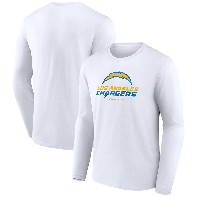 Men's  White Los Angeles Chargers Team Lockup Long Sleeve T-Shirt