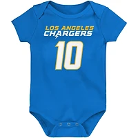 Newborn & Infant Justin Herbert Powder Blue Los Angeles Chargers Mainliner Player Name Number Bodysuit