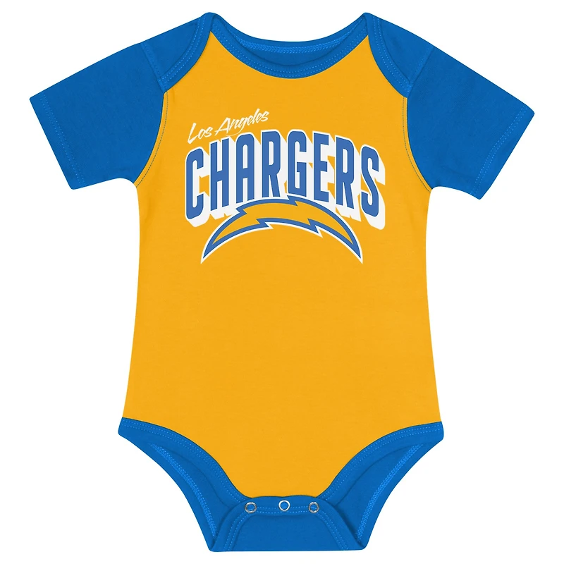 Newborn & Infant Los Angeles Chargers Dynamic Duo Bodysuit, Bib Knit Hat Set